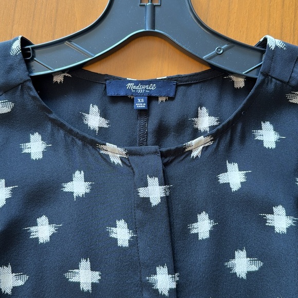 Madewell 100% silk black cream cross tank top blouse size XS EUC - Picture 6 of 6